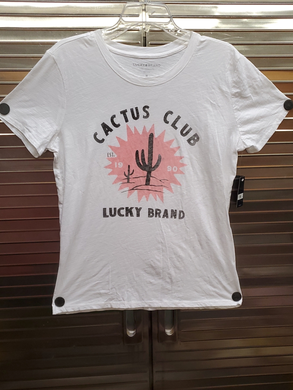 Lucky Brand White Graphic 'Cactus Club' Tee with Pink Motif